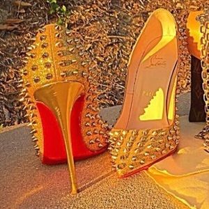 Follies Spikes 120 Gold Glitter Louboutins